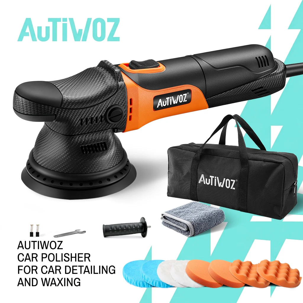 AUTIWOZ W01 630W DA Car Polisher 125mm 5 Inch Dual Action Random Orbital Buffer 6 Speed Waxing Machine Auto Paint Care Kit