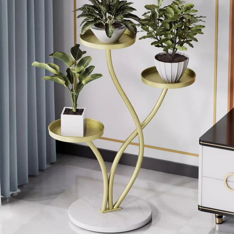 โมเดิร์นขาตั้งดอกไม้สําหรับห้องนั่งเล่นLuxury Goldโลหะชั้นวางของหลายชั้นในร่มHolder Space-SavingระเบียงOrganizer