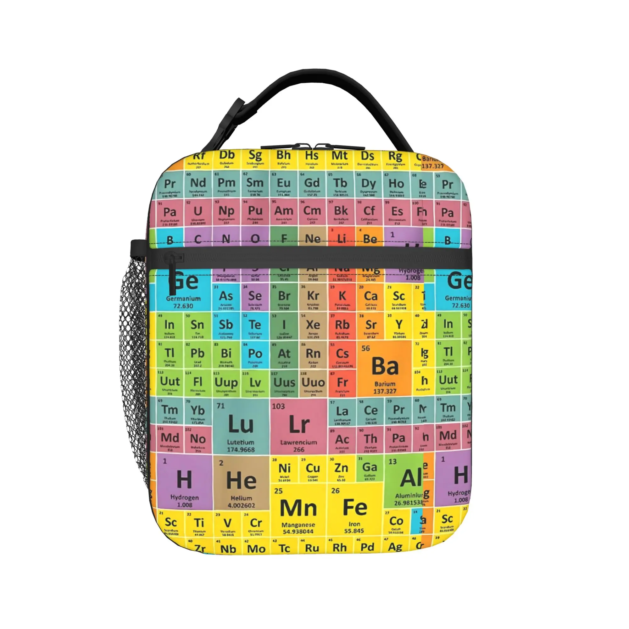 Periodic Table of Elements Lunch Bag  School Lunch Box For Men  Leisure Print Thermal Tote Handbags Oxford Convenient Cooler Bag