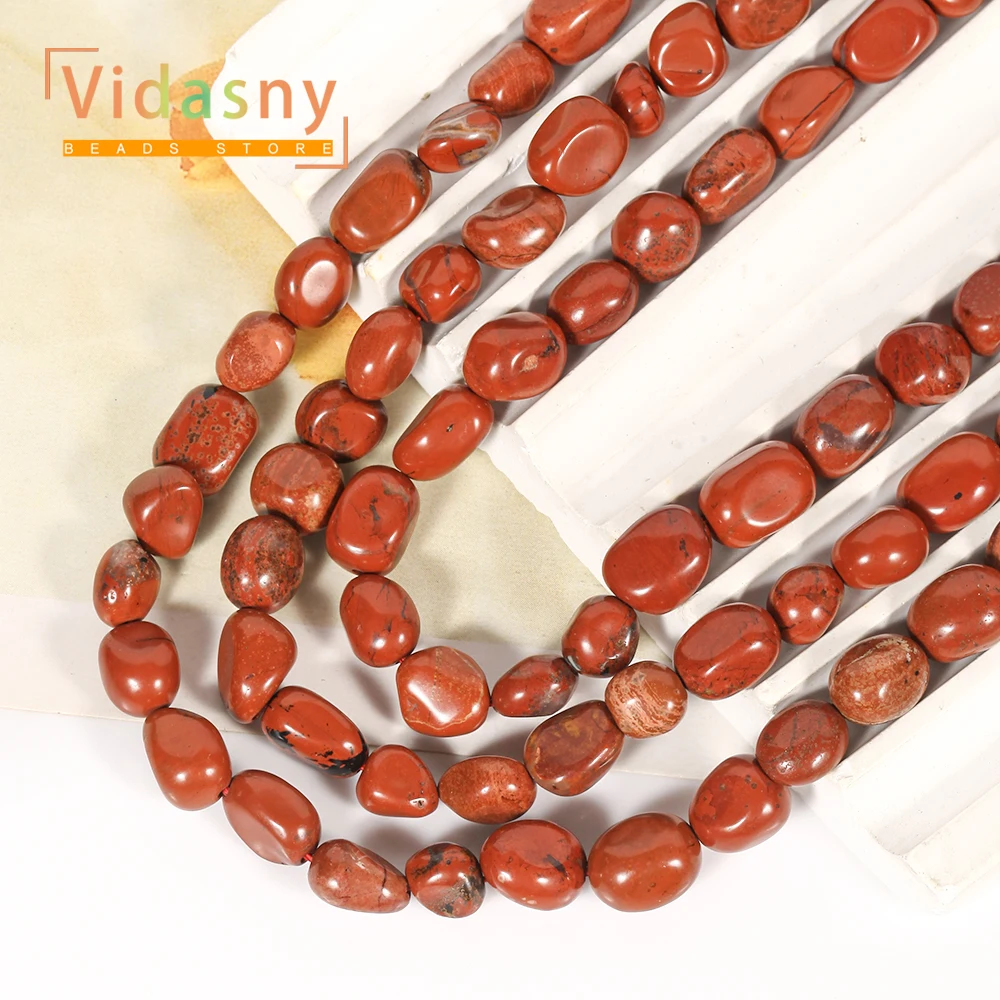 8-10mm Natürliche Rote Jaspis-Perlen, Unregelmäßige Ovale Lose Perlen für Schmuckherstellung, DIY-Armbänder und Zubehör – Detail 6