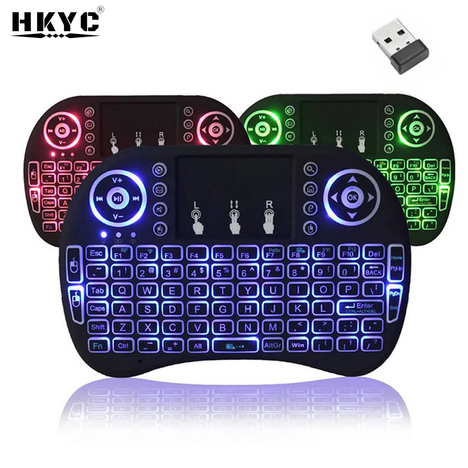 I8 retroiluminado mini teclado sem fio inglês russo francês espanhol português 2.4g ar mouse touchpad remoto para android caixa de tv pc