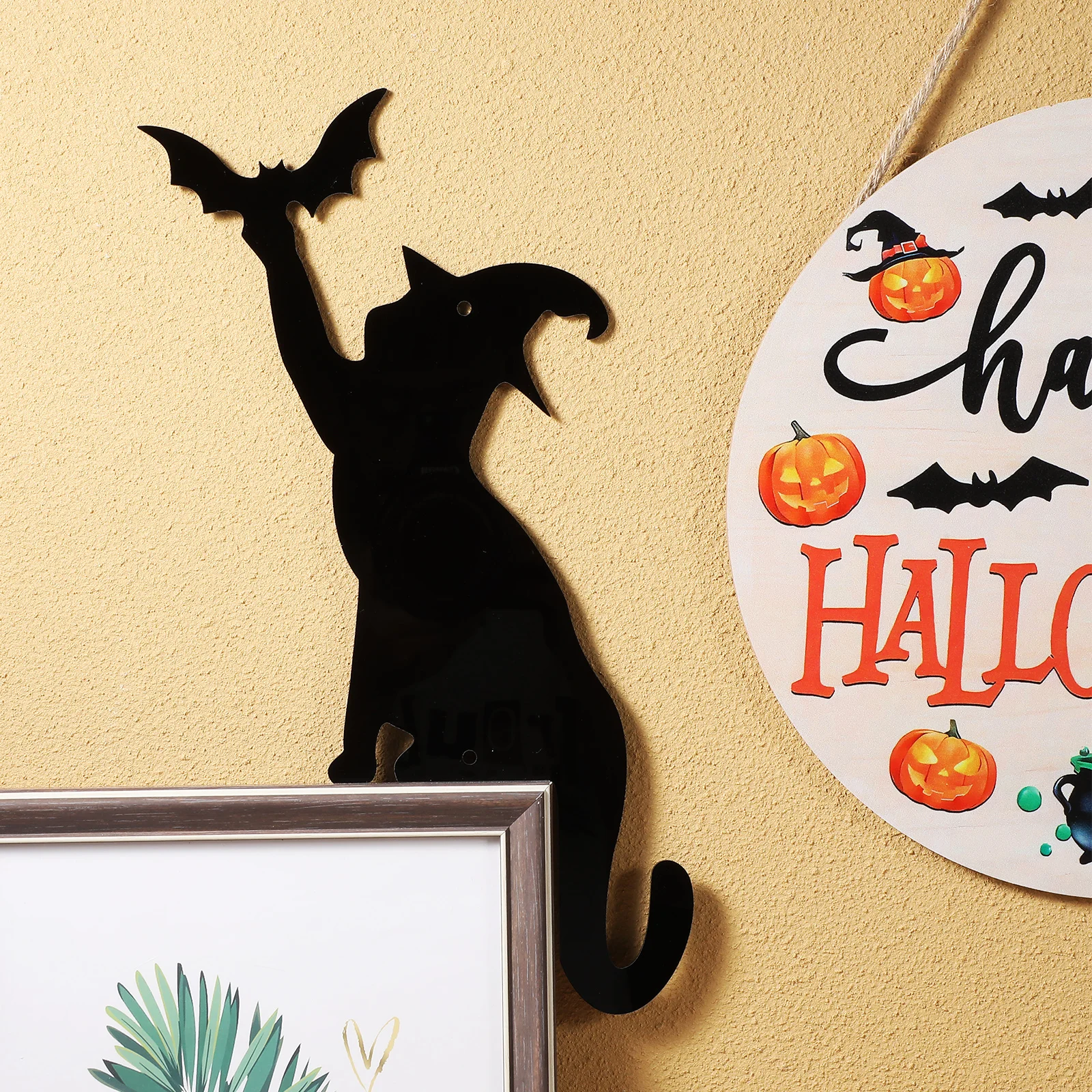 

Black Cat Halloween Window Black Cat Halloween Acrylic Indoor Door Corner Decor Decor Door Frame Sturdy Lightweight