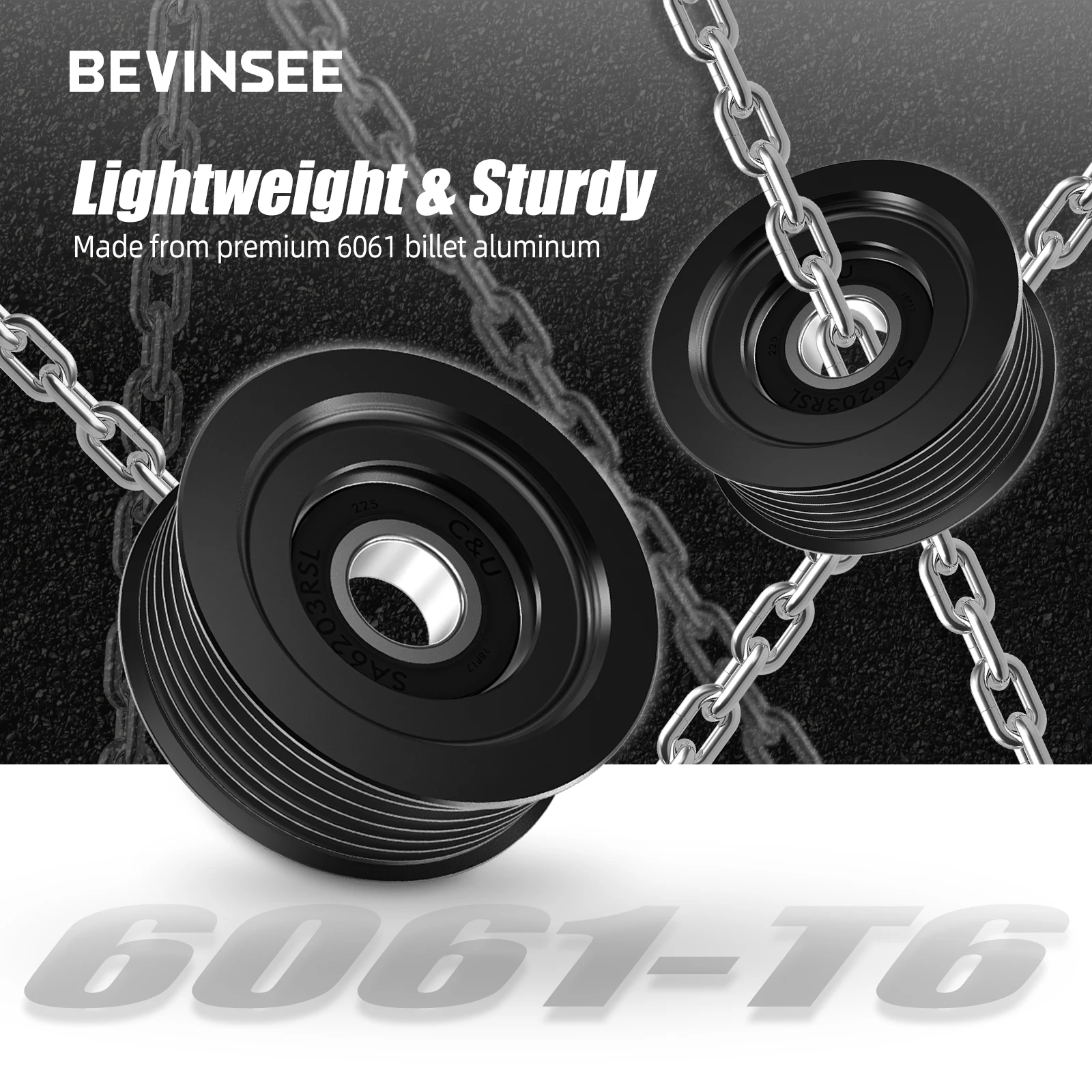 BEVINSEE LS Billet Aluminum 6 Grooved Tensioner Pulley For LS LS1 LS2 LS3 LS6 5.3L 6.0L 4.8L