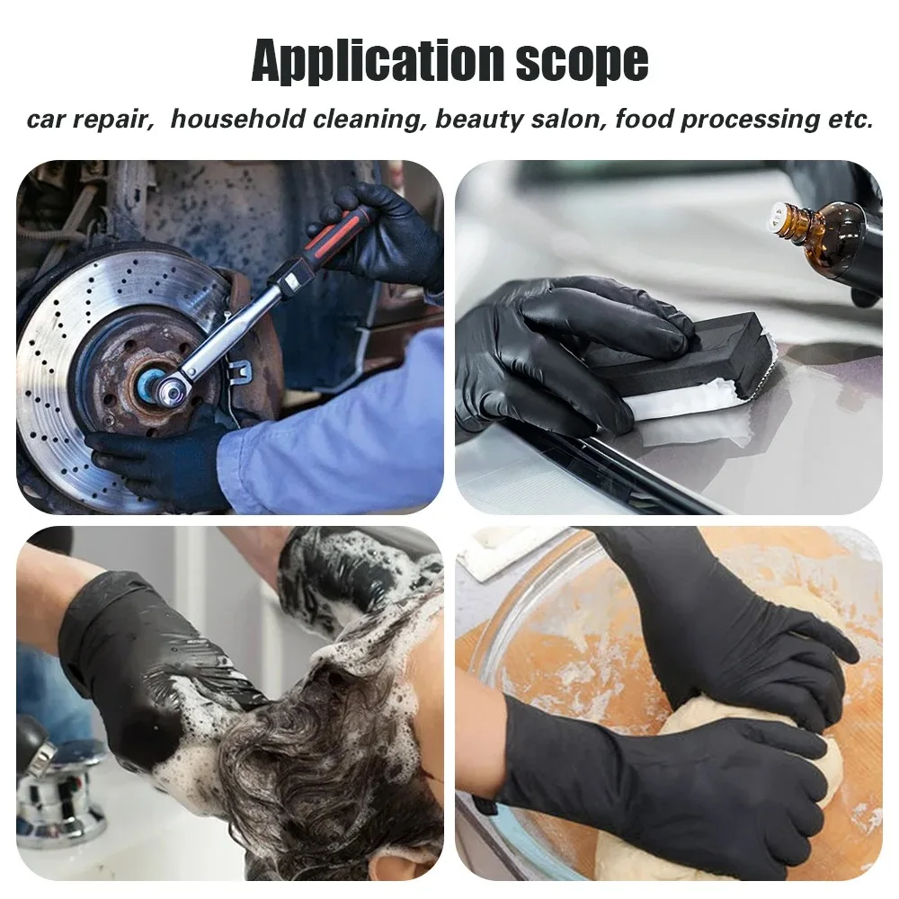 Black Disposable Nitrile Gloves Thickened Durable Household Cleaning Gloves for Kitchen Cooking Hair Dyeing Tattoo