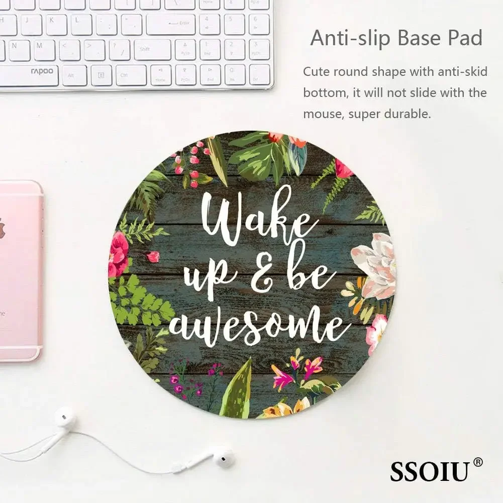Rectangular gaming mouse Round mouse pad SSOIU Round Mouse Pad Custom, Wake up and be awesome Inspirational Quotes Mouse pad