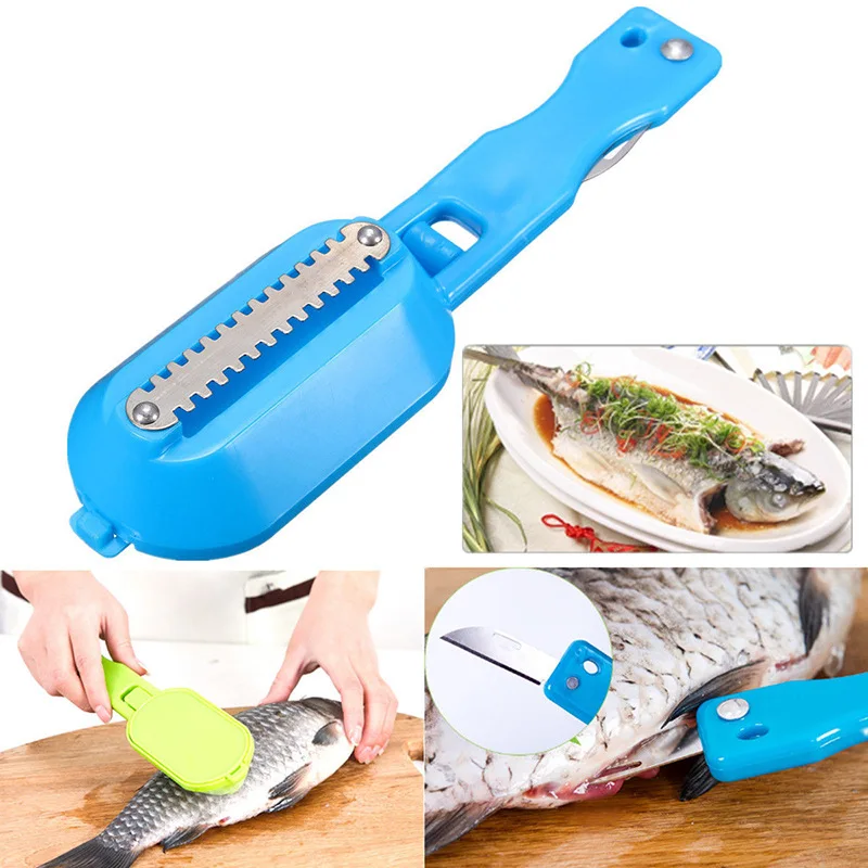 Stainless Steel Fish Scale Planer with Cover Scraper Fish Scale Fishing Cleaning Knife Tools for Kitchen Accessorie Gadgets