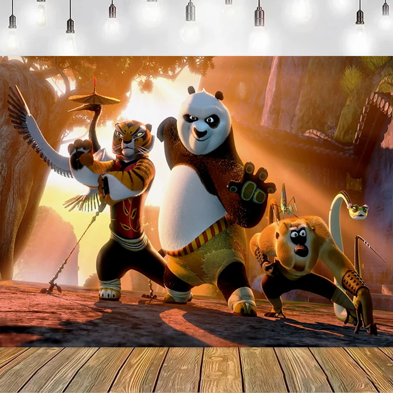 Kung Fu Panda tło z motywem bambusowy chiński Film dziecko urodziny fotografia imprezowa noworodka Baby Shower materiały na przyjęcie