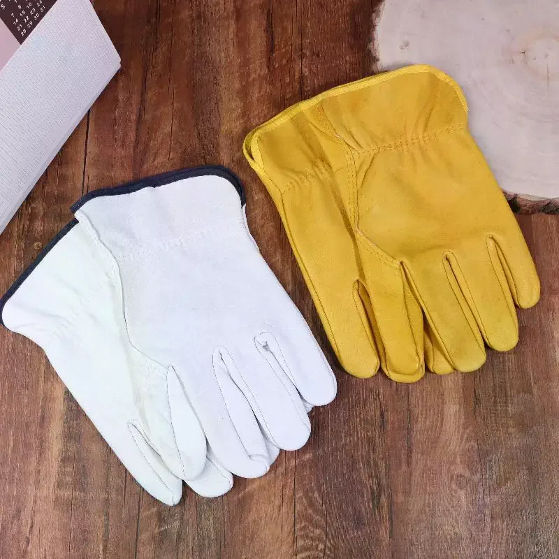 

Work Gloves Sheepskin Leather Workers Work Welding Safety Protection Garden Sports Motorcycle Driver Wear-resistant Gloves
