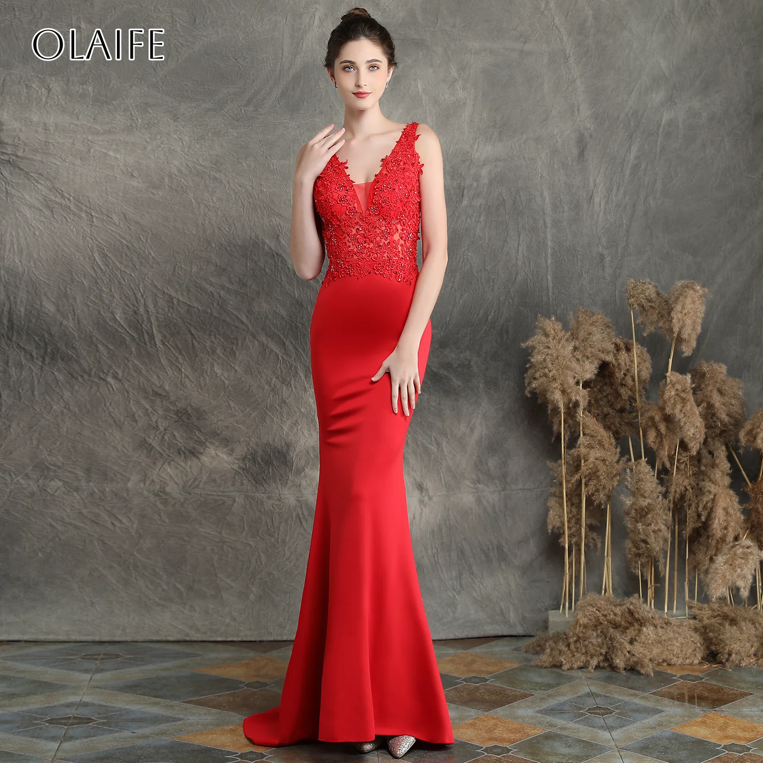 Com decote em v apliques frisado sem mangas cetim vestidos de noite longos personalizados vestidos de fiesta elegantes