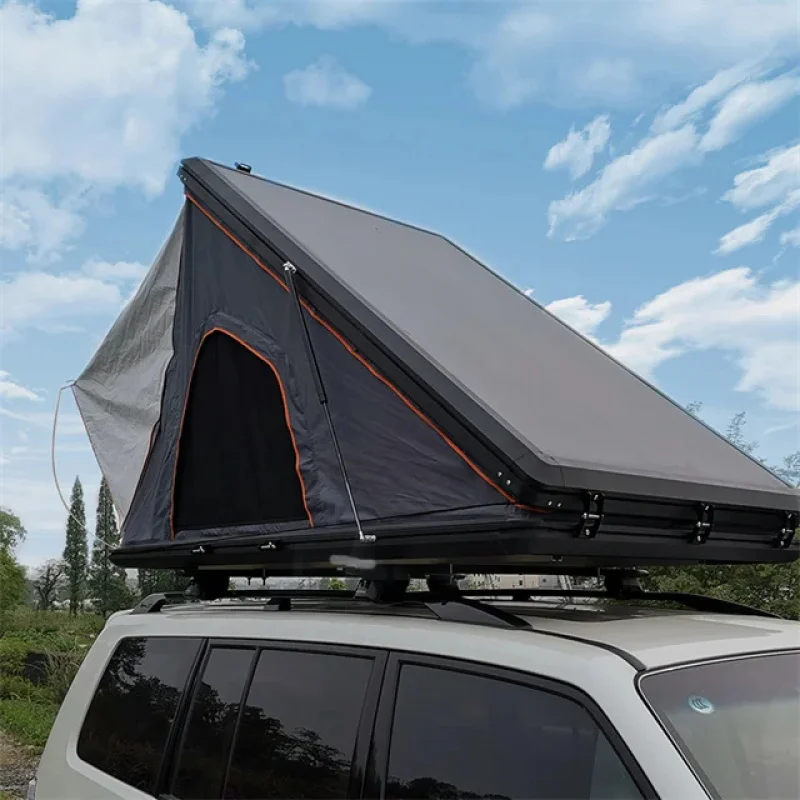 

Heavy Duty Triangular Aluminum Hard Shell Rooftop Tent with Built-in Cargo Rack & Side Triangle Awning, OEM Custom for 4x4 RV Ou