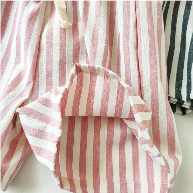 Gestreifte Jungenhose aus Retro-Hanf-Baumwolle mit lässigem und hochwertigem Design, elastische Taille, Mädchenkleidung, Kinderhose – Detail 21
