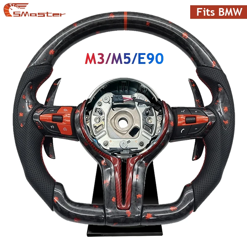 

Руль спортивный M Sport с плоским основанием для BMW F30 F33 F36 F34 F20 F10 F02 F03 F06 F12 F80 F82 F90, модифицированный, красный, из кованого карбона