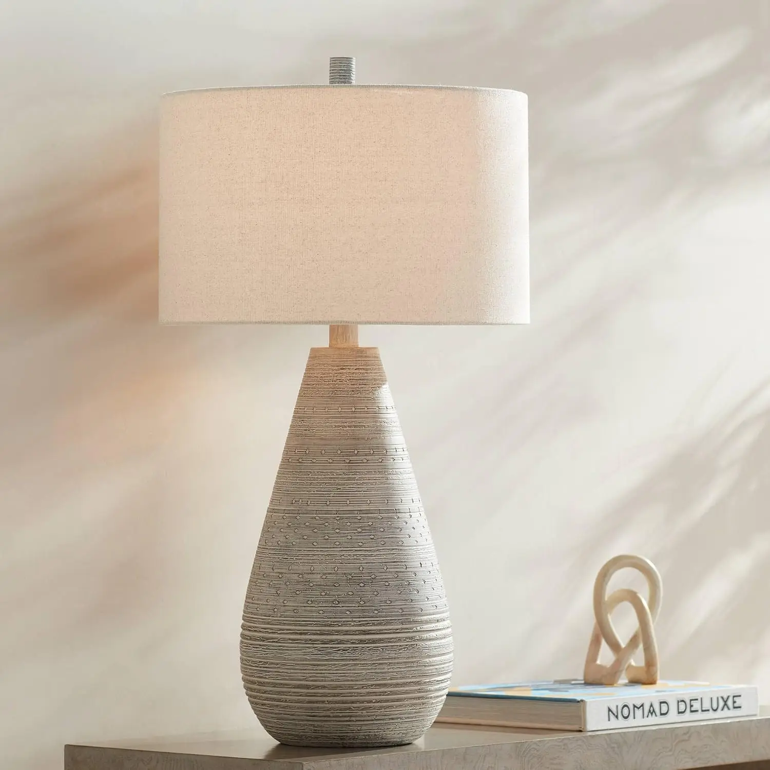 Modern Textured Vase Table Lamp Thirty Inch Gray Natural