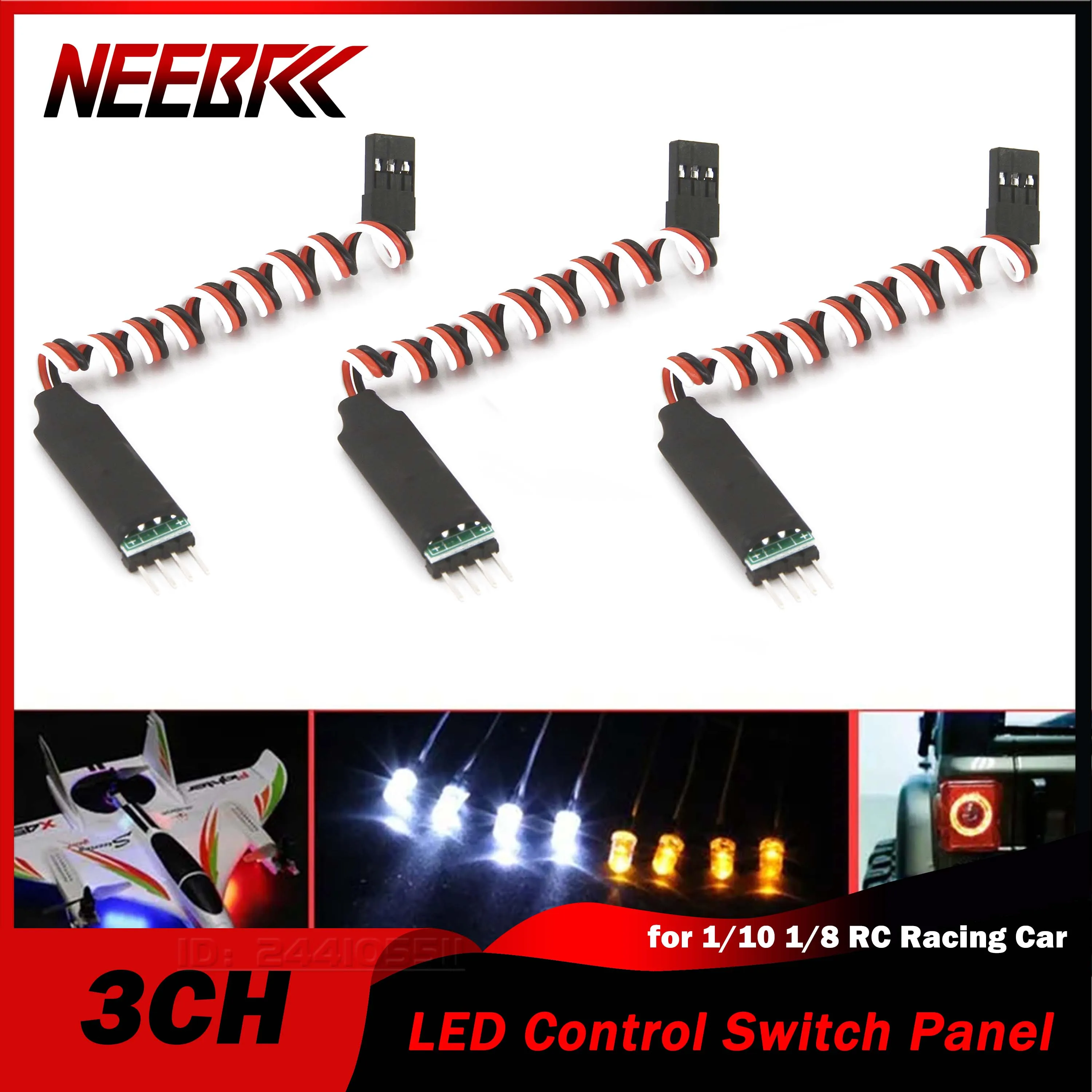 

Light 3CH Control Panel Switch System Turn On/Off Remote Strobe Breathe for 1/10 1/8 RC Model Vehicle Car Crawler HSP Traxxas