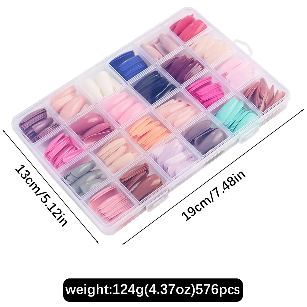 576Pcs Fałszywe paznokcie Press On Acylic Nails Extension Square Ballet French Full Cover Soft Gel Tips Fake Nail DIY Manicure Kits Tool