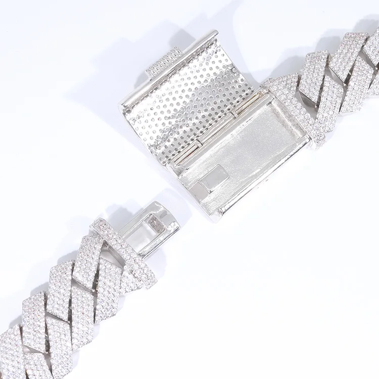 XingGuang Custom Clasp Jewelry 925 Silver Chain 24mm 4rows VVS Ice Diamond Link Moissanite Cuban Necklace...