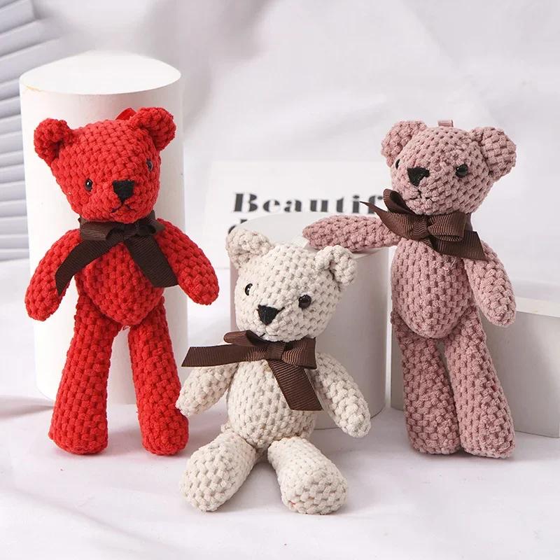 15CM Bear Stuffed Plush Toys Baby Cute Dress Key Pendant Pendant Dolls Gifts Birthday Wedding Party Decor 1pcs