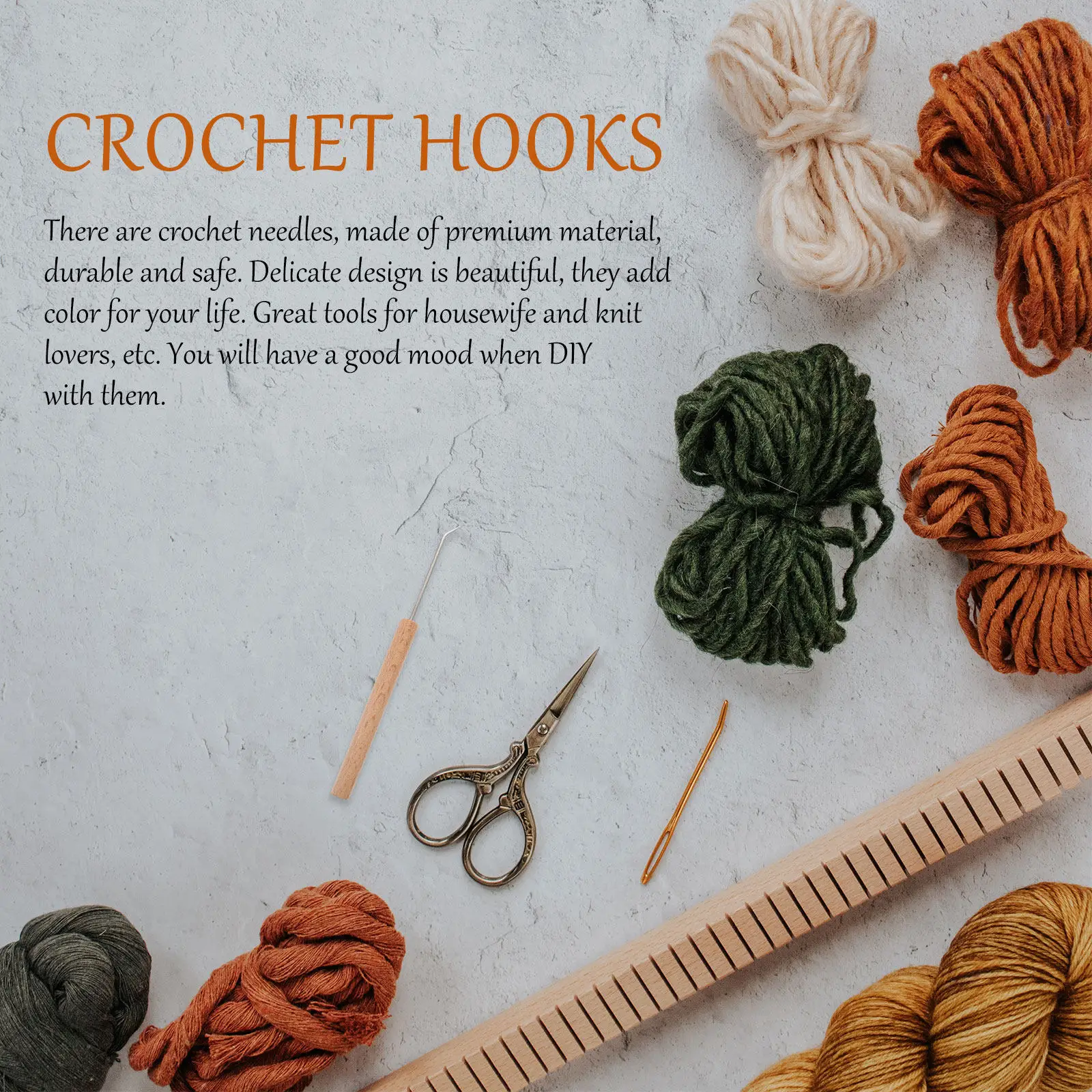 1Pcs Premium Wooden Crochet Hooks Set Ergonomic Handle for Knitting Loom DIY Hand Braided Crochet Sweaters Scarves Beginners