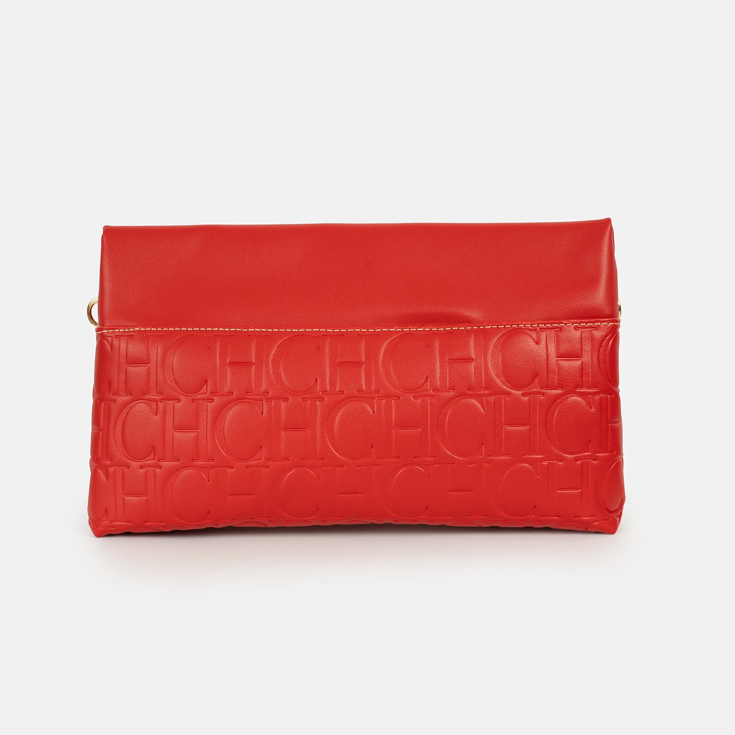 CH Vintage Red PU Leather Crossbody Bag Embossed CH Letter Double Zipper Shoulder Handbag For Retro Outfits image 6