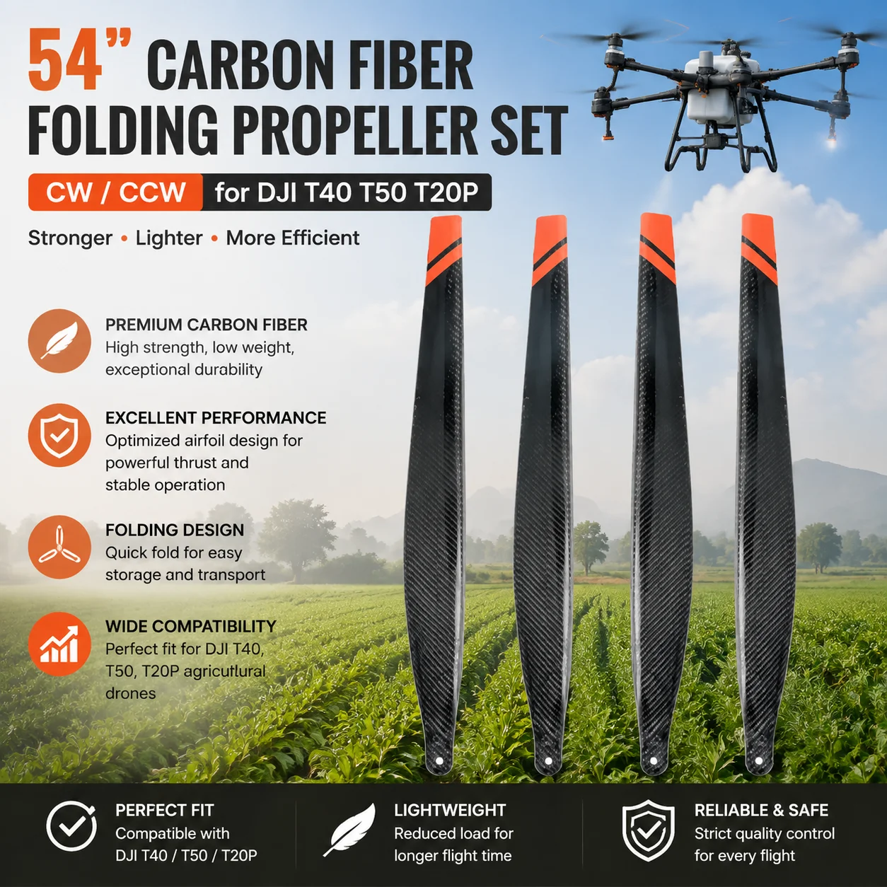 Drone Propeller - XAERO 5413 5415 54 inch Carbon