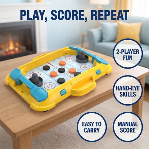 Tabletop Ice Hockey Game, High Quality ABS Plastic Desktop Hockey Board Game Toy, 2 Player Competitive Battle Game with Manual Score Counter, Portable Indoor Interactive Table Game, Perfect Holiday Birthday Gift for Kids Boys Family Party Entertainment