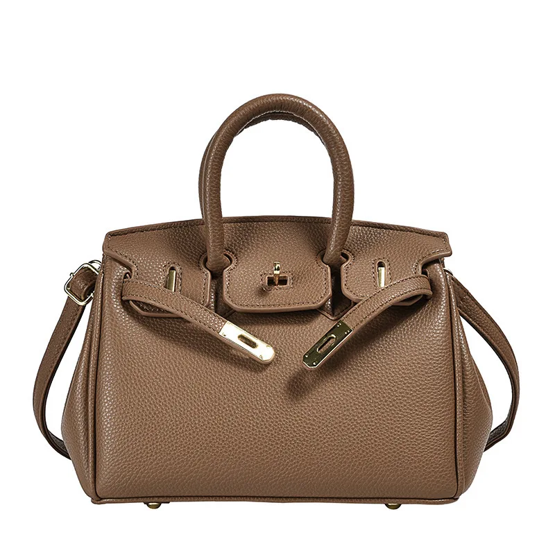 

European and American Fashion Women's Bags Trend Lychee Pattern Platinum Bag Portable Lock Bag Single Shoulder Crossbody