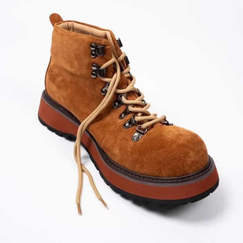 Japanese Thick Sole Genuine Leather Outdoor Ankle Boots Men Autumn Work Boots High Top Shoes Vintage Desert Boots - view 3