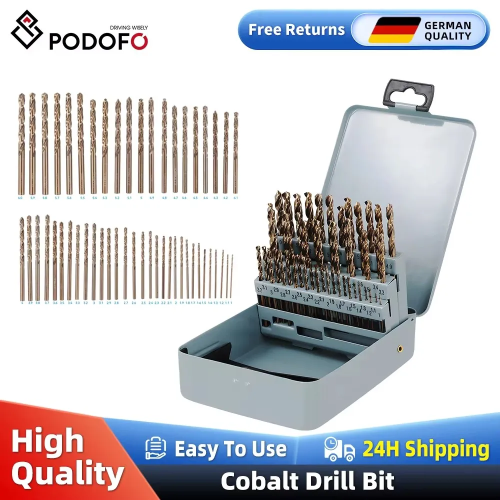Podofo M35 Cobalt forets hélicoïdaux ensemble 51 pièces 1-6mm costume pour métal acier inoxydable bois outils électriques accessoires