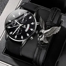 Black Watch for Men Luxury Big Dial Calendar Display Men'S Sports Watch Fashion Mens Quartz Wristwatch Business Casual Clock