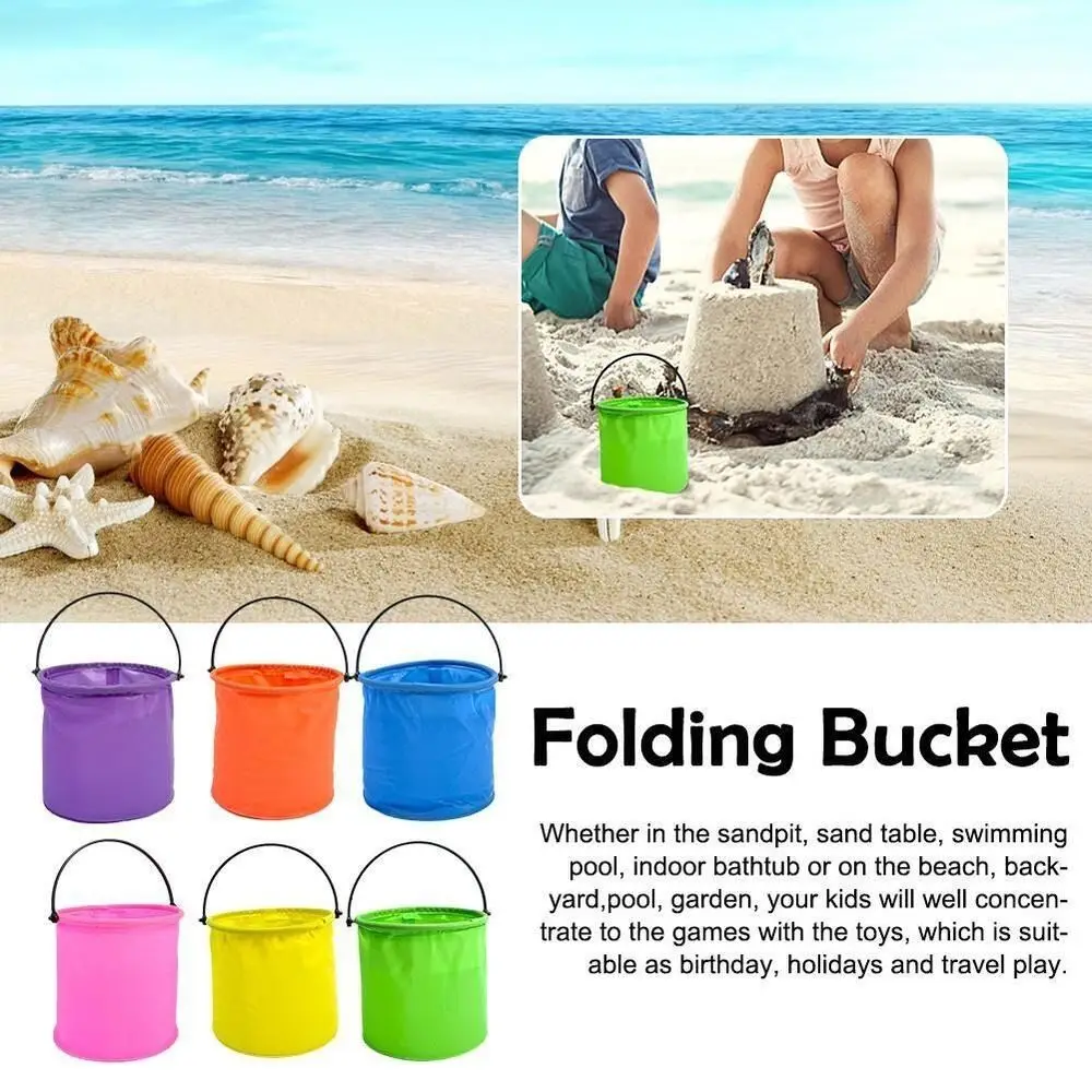 High Quality Water Play Toy PVC Portable Buckets Beach Toy Folding Water Bucket Kids