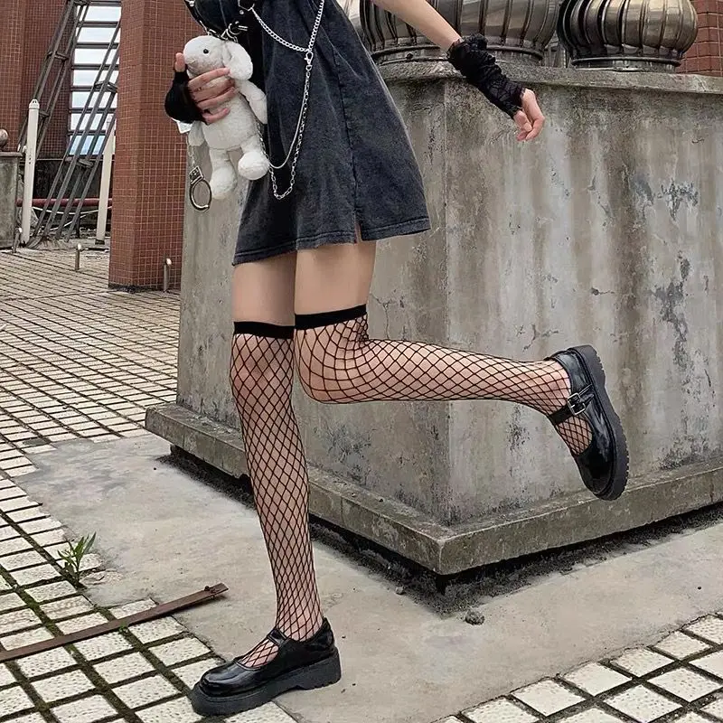 

1 пара женских ажурных носков до бедра, черные сексуальные ажурные чулки выше колена, эластичные сетчатые колготки, элегантные чулочно-носочные изделия