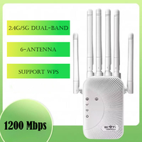 2.4G/5GWiFi Dual Band 1200Mbps Repeater Wi-Fi Amplifier Wireless Signal Range Extender Router Long Range Signal Booster For Home