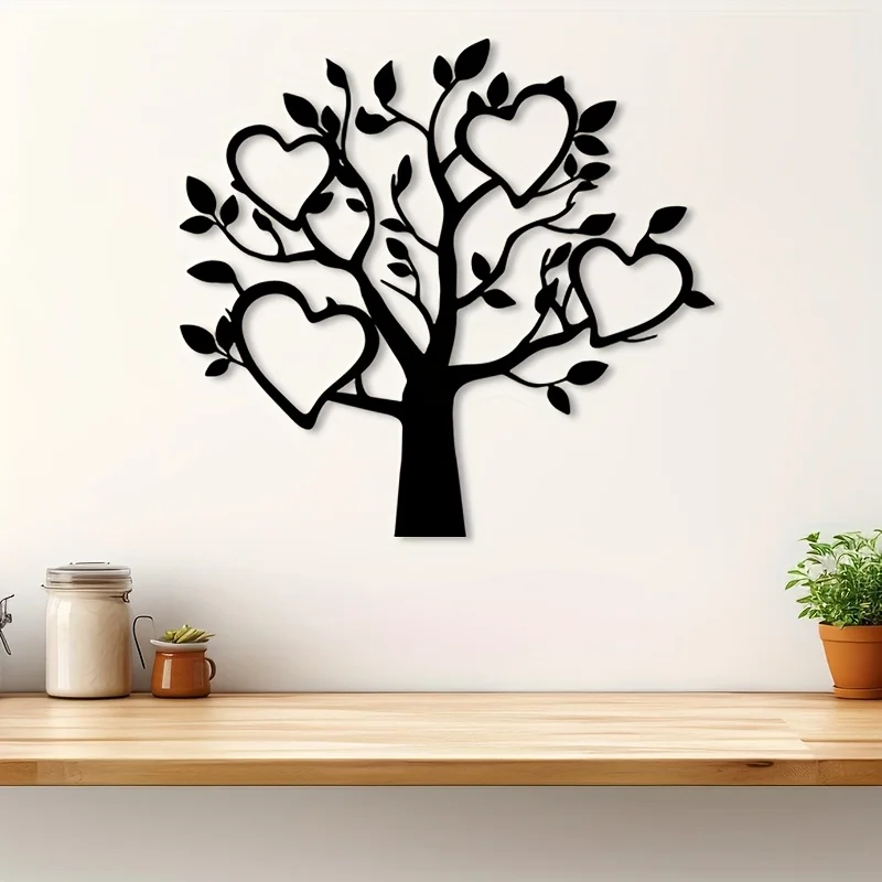 Sophisticated Tree of Life Metal Wall Art, 2D Flat Laser‑Cut Iron Silhouette, Powder‑Coated Rust‑Resistant Exquisite Wall