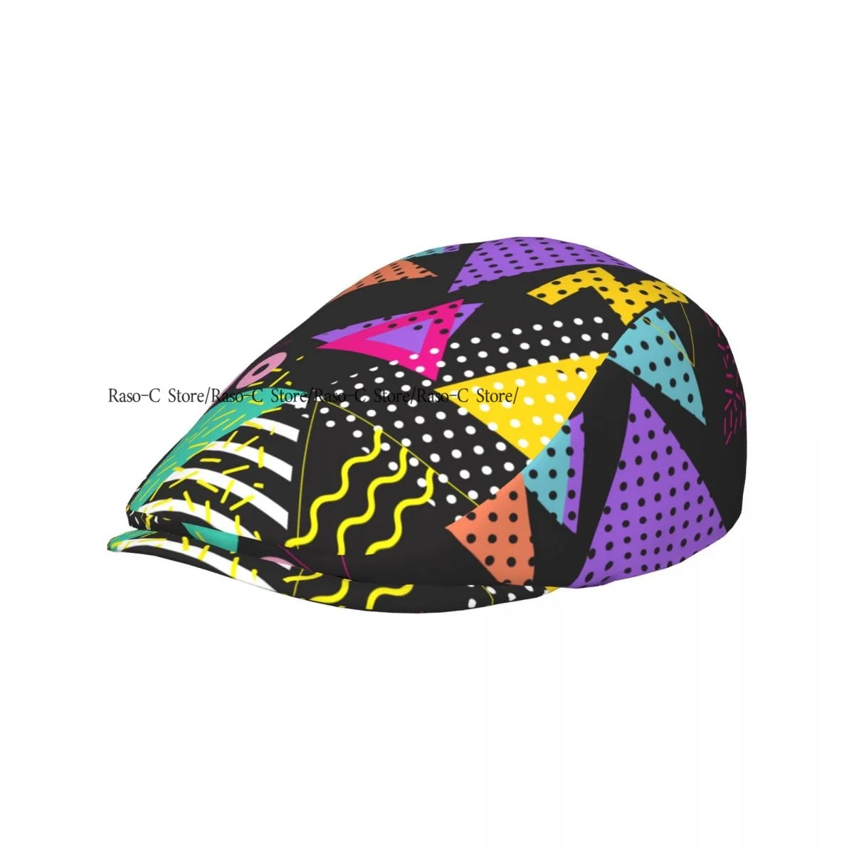 Flat Cap Men Women Newsboy Cap Geometric Retro 80s Style Pop Triangles Driving Bunnet Ivy Hat Bakerboy Hat Spring Summer Boina