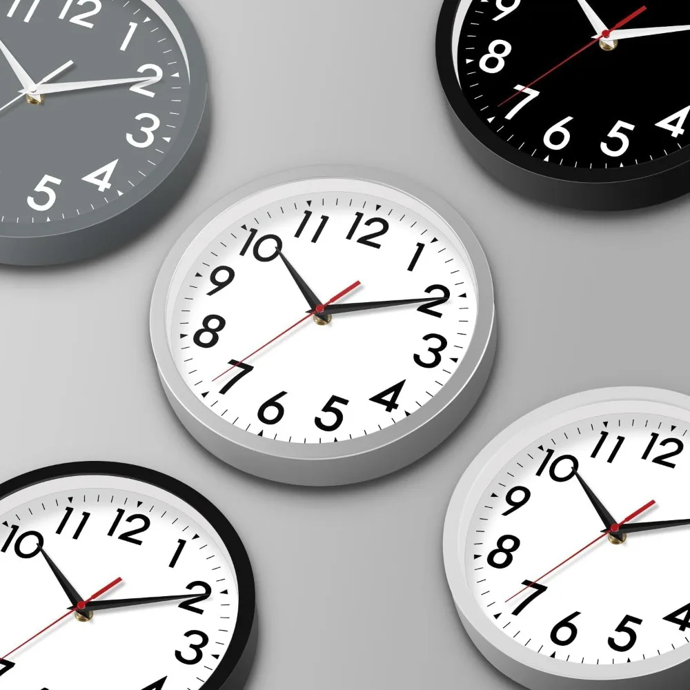 

Wall clock, small analog 8-inch silent non ticking battery powered, modern minimalist decoration