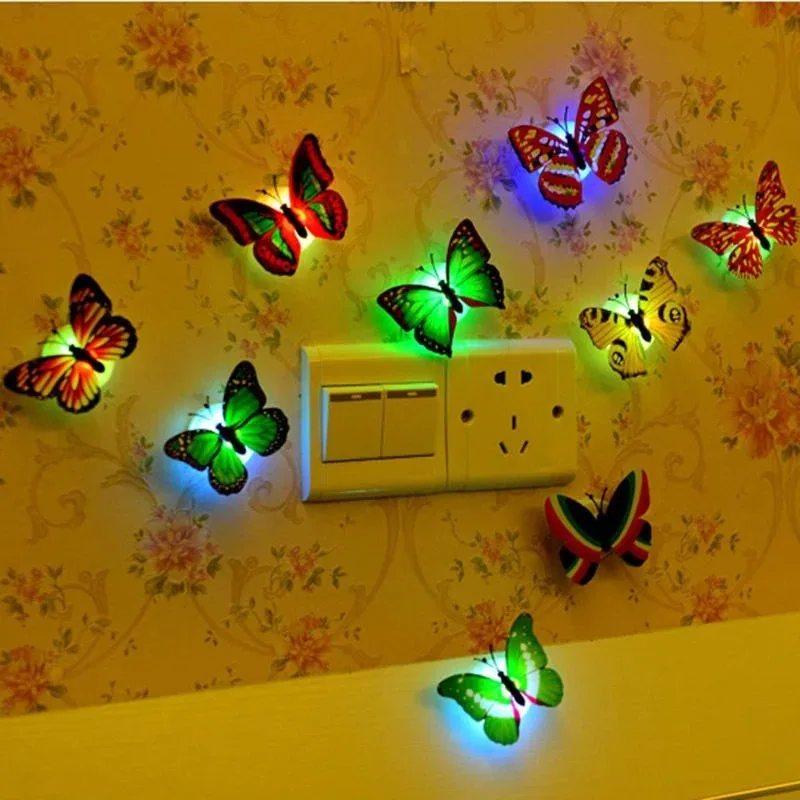 Creative Butterfly Night Light Self-adhesive LED Wall Light Indoor Atmosphere Light Glow In The Dark Wall Home Room Decoration