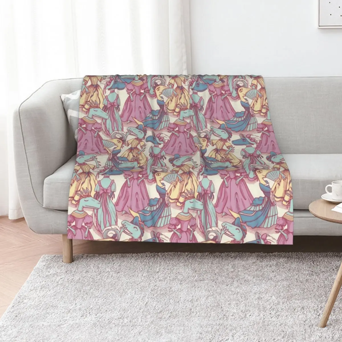 Victorian Velociraptor Fashion Plates Throw Blanket warm winter Thins Vintage Softest Warm Luxury Throw Blankets