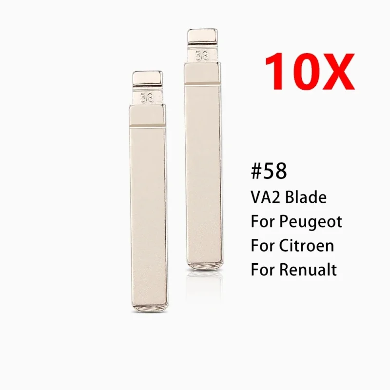 

10 шт./лот металлический необрезанный флип KD дистанционный автомобильный ключ лезвие # Лезвие VA2 58 для Citroen C4 Triumph для Peugeot 307/308/407/408 для Renault