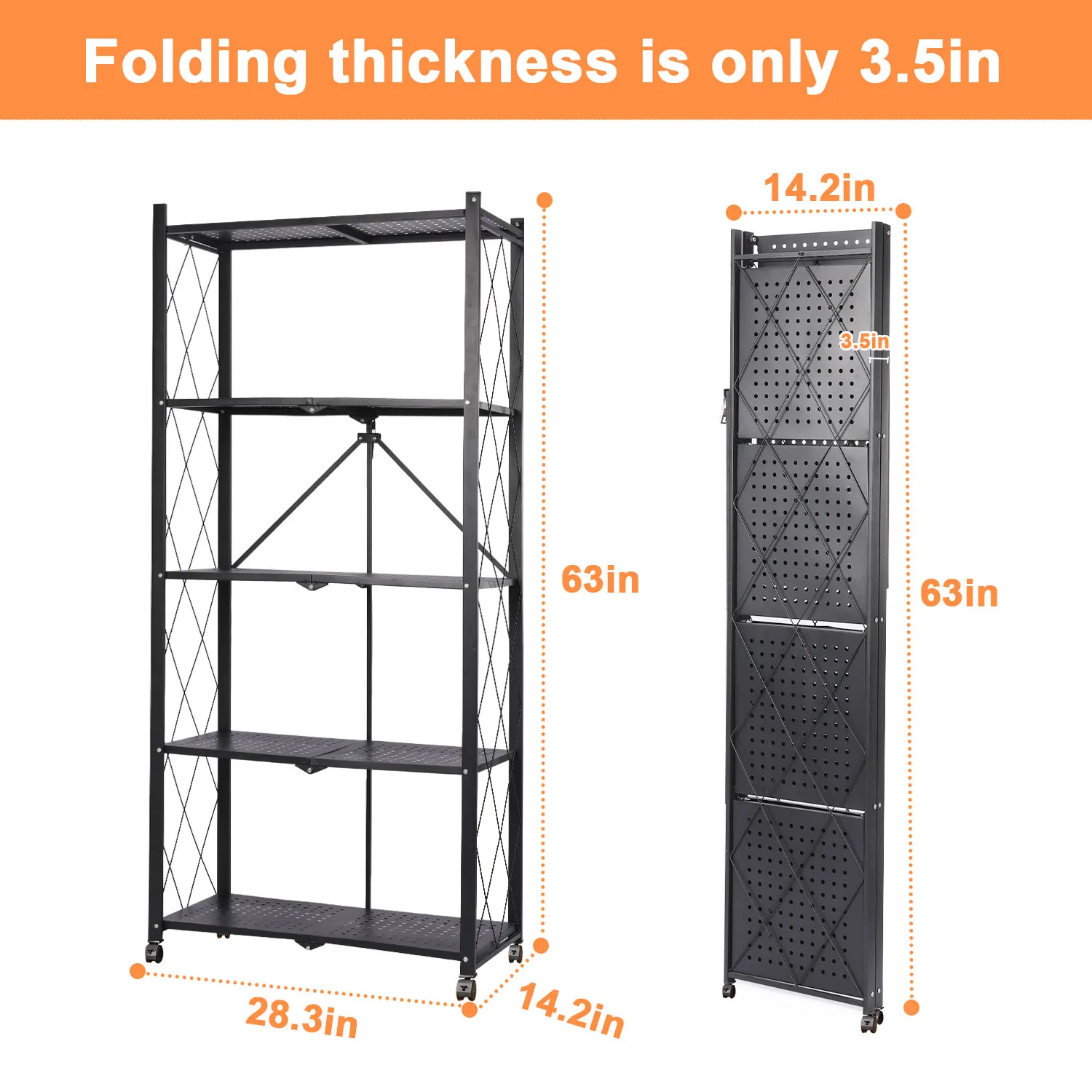 Étagères de Rangement Multifonctionnelles Pliables T1 à 5 Niveaux, Garde-Manger