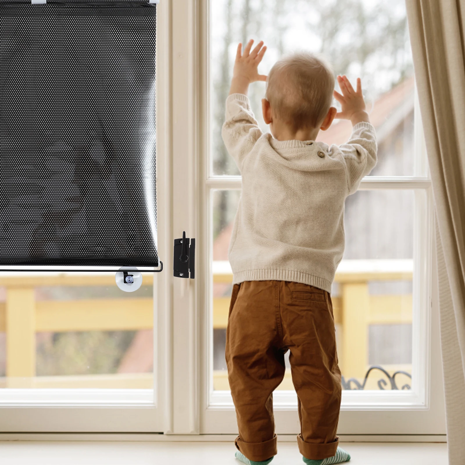 

Portable Suction Cup Sunshade Curtain Blackout Mesh Blinds Balcony Install Adjustable Lightweight Temporary Roller