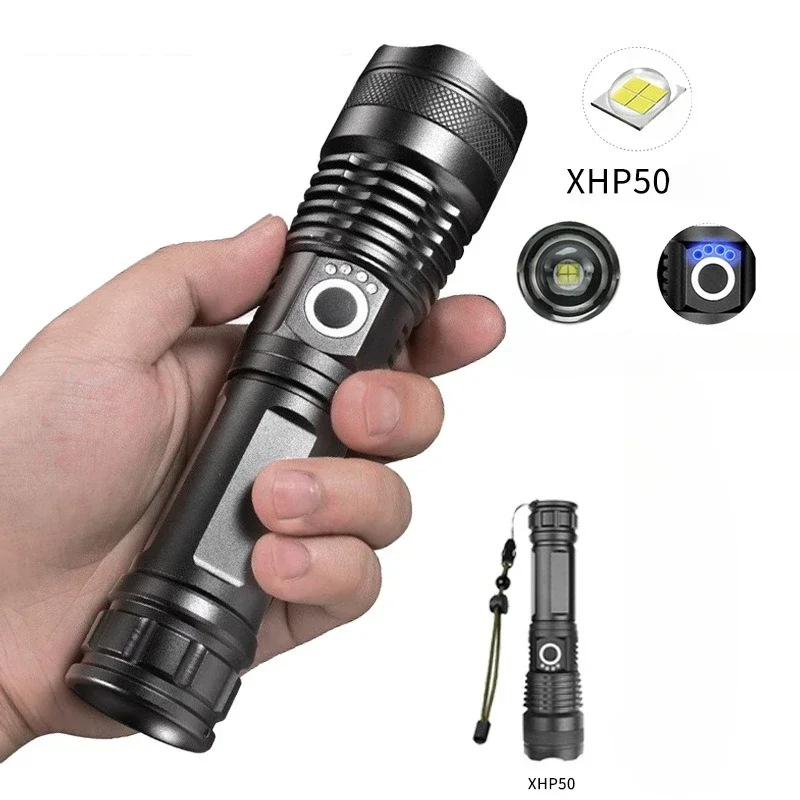 

Super Power Zoomable LED Flashlight Camping Torch XH-P50 Lamp Bead Zoomable 5 Lighting Modes Use of High Strength Aluminum Alloy