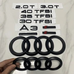 AUDI A3 2014-2024 4 Ring Logo ABS Matt Black Directly Covered Emblem Car Hood Front Grill Rear Trunk Emblem Badge A3 Refit