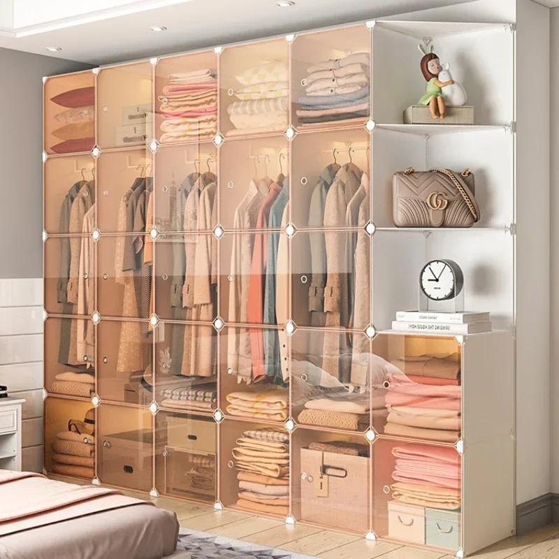 

Women Clothes Nordic Wardrobes Bedroom Partitions Hanger Display Plastic Storage Cabinet Space Saving Roupeiro Salon Furniture
