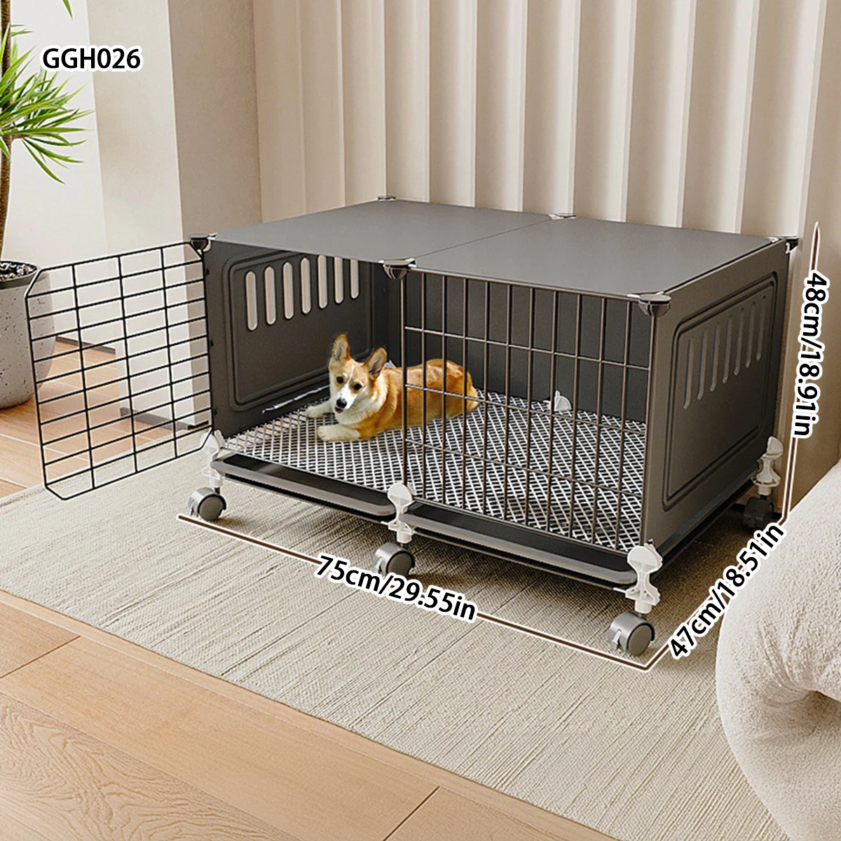 

Dog Cage for Small Dogs, Medium-Sized Dogs, Teddy, Pomeranian, Corgi, Indoor Pet Dog with Integrated Toilet