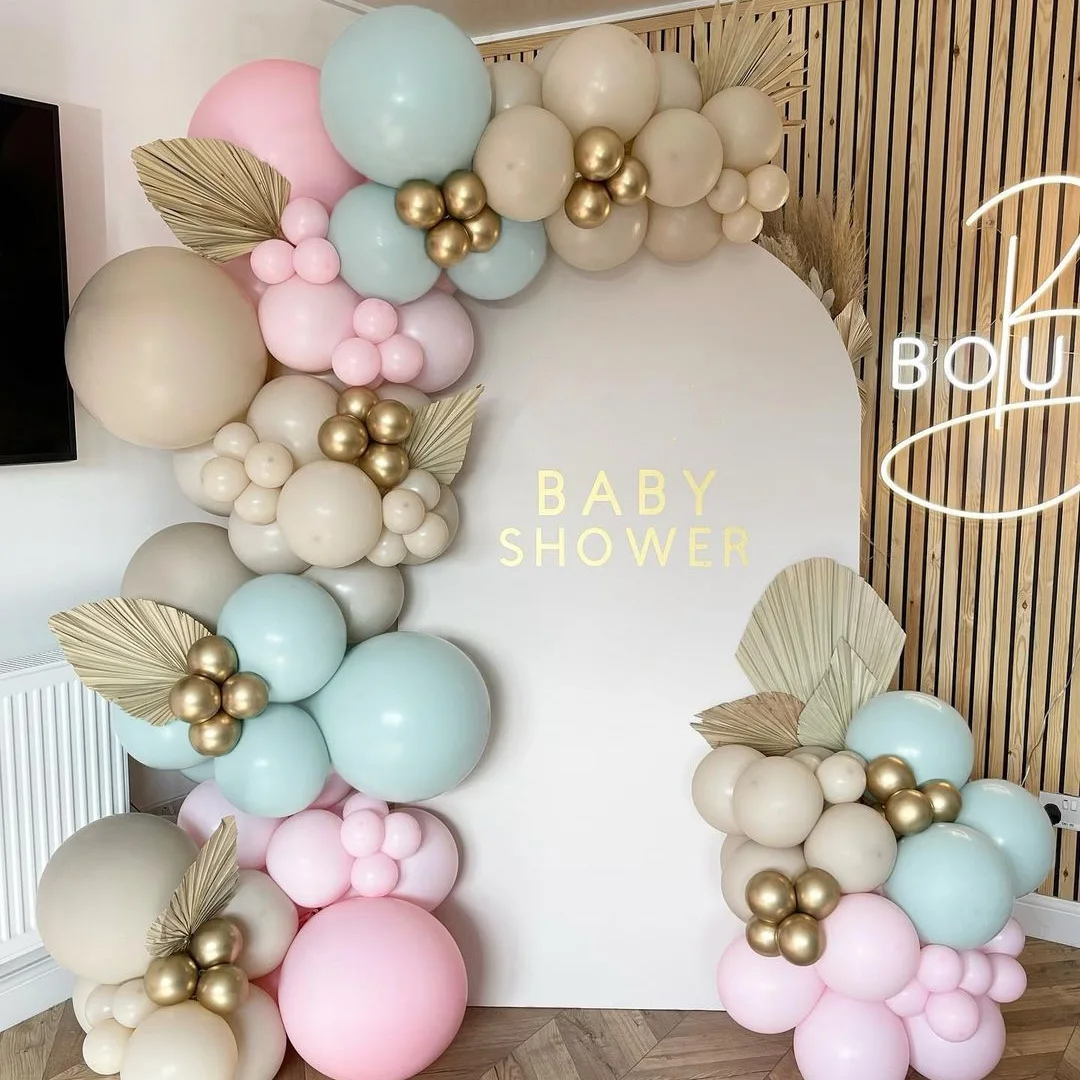 Cream Beige Balloon Garland Arch Kit Baby Shower Balloon Mint Blue Pink Birthday Decoration Wedding Baptism Party