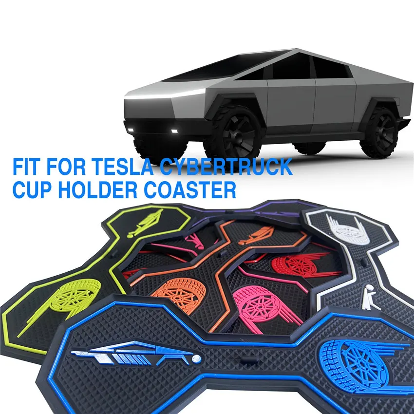 For Tesla CYBERTRUCK 2019-2024 Non-Slip Car Cup Coaster Slot Pad Anti-Slip Mat Pocket Mat Interior Cup Holder Pad Styling