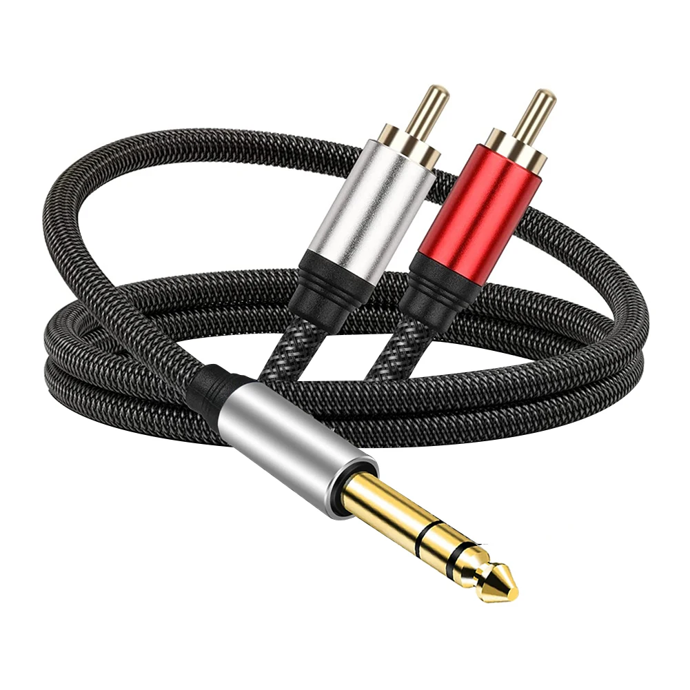 6.35mm Male To Dual RCA Male Splitter Cable Excellent Sound 1/4 Inch Male TRS Stereo Plug To RCA Male Cable Easy Connection