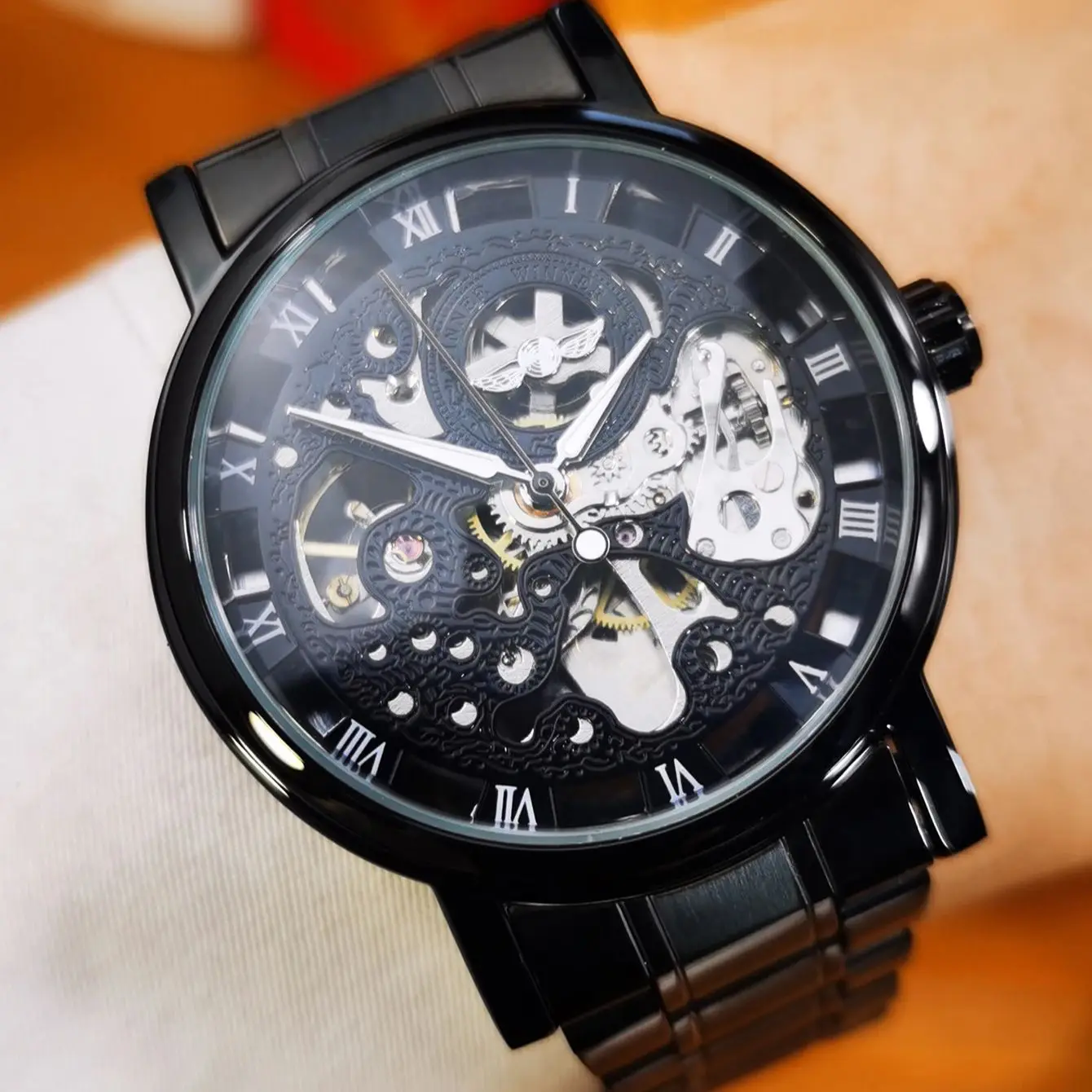 

WINNER Business Mens Watches Top Brand Luxury Skeleton Automatic Mechanical Watch for Men Stainless Steel Strap Wristwatches New