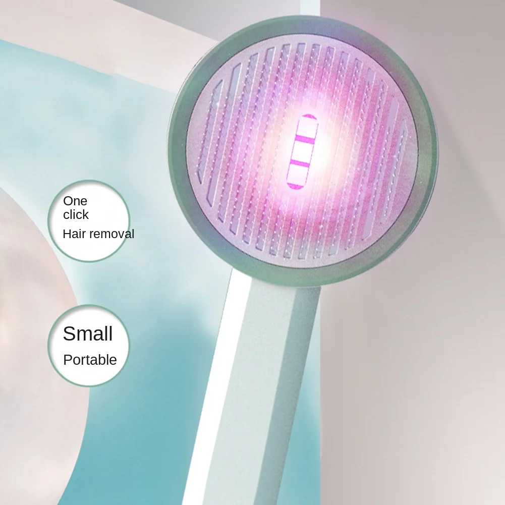 ABHU-cepillo para quitar el pelo de mascotas, cepillo de cuidado con luz UV para masaje de pelo flotante, suministros para el cuidado de perros y mascotas