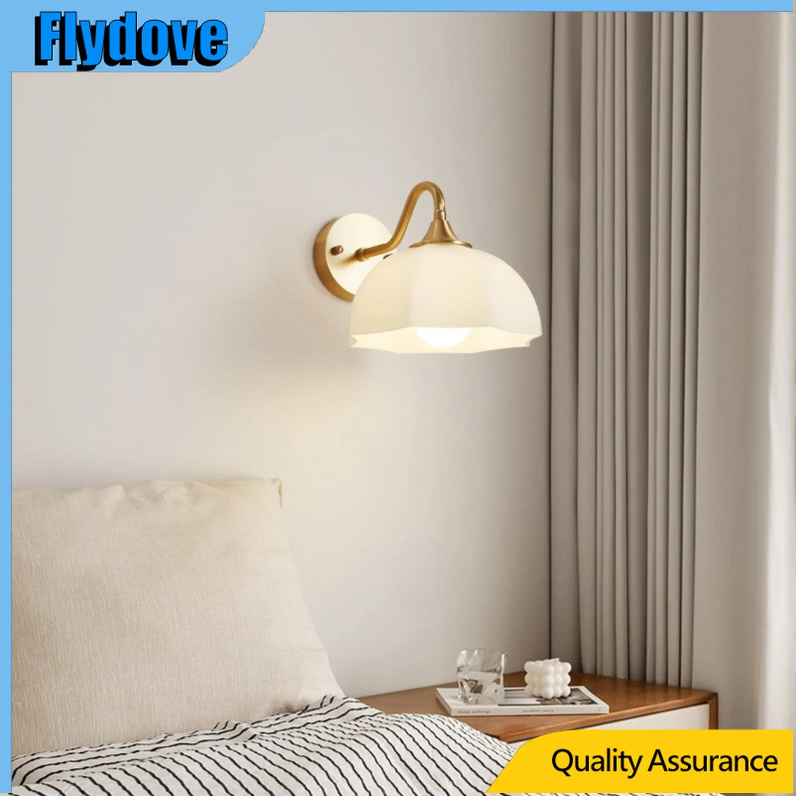 

Nordic Modern Luxury Copper Wall Lamp for Bedroom Bedside Living Room Creative Background Corridor Staircase Lamp Home Decor E27